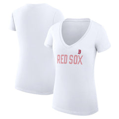Boston Red Sox G-III 4Her by Carl Banks Women's Super-Slim Fit Lightweight Dot Print V-Neck T-Shirt - MLB
