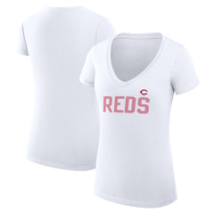 Cincinnati Reds G-III 4Her by Carl Banks Women's Super-Slim Fit Lightweight Dot Print V-Neck T-Shirt - MLB