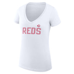 Cincinnati Reds G-III 4Her by Carl Banks Women's Super-Slim Fit Lightweight Dot Print V-Neck T-Shirt - MLB
