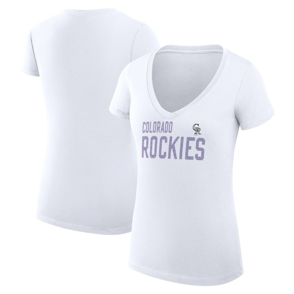 Colorado Rockies G-III 4Her by Carl Banks Women's Super-Slim Fit Lightweight Dot Print V-Neck T-Shirt - MLB