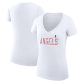 Los Angeles Angels G-III 4Her by Carl Banks Women's Super-Slim Fit Lightweight Dot Print V-Neck T-Shirt - MLB