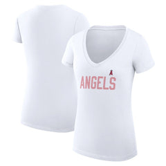 Los Angeles Angels G-III 4Her by Carl Banks Women's Super-Slim Fit Lightweight Dot Print V-Neck T-Shirt - MLB