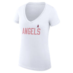 Los Angeles Angels G-III 4Her by Carl Banks Women's Super-Slim Fit Lightweight Dot Print V-Neck T-Shirt - MLB