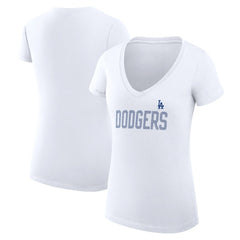 Los Angeles Dodgers G-III 4Her by Carl Banks Women's Super-Slim Fit Lightweight Dot Print V-Neck T-Shirt - MLB