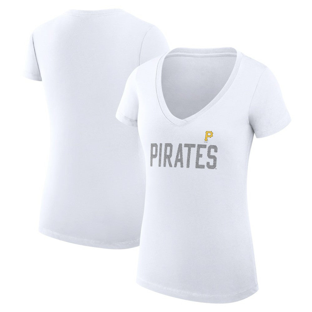 Pittsburgh Pirates G-III 4Her by Carl Banks Women's Super-Slim Fit Lightweight Dot Print V-Neck T-Shirt - MLB