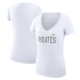 Pittsburgh Pirates G-III 4Her by Carl Banks Women's Super-Slim Fit Lightweight Dot Print V-Neck T-Shirt - MLB