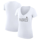 San Diego Padres G-III 4Her by Carl Banks Women's Super-Slim Fit Lightweight Dot Print V-Neck T-Shirt - MLB