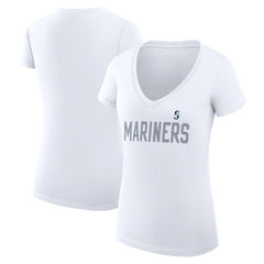 Seattle Mariners G-III 4Her by Carl Banks Women's Super-Slim Fit Lightweight Dot Print V-Neck T-Shirt - MLB