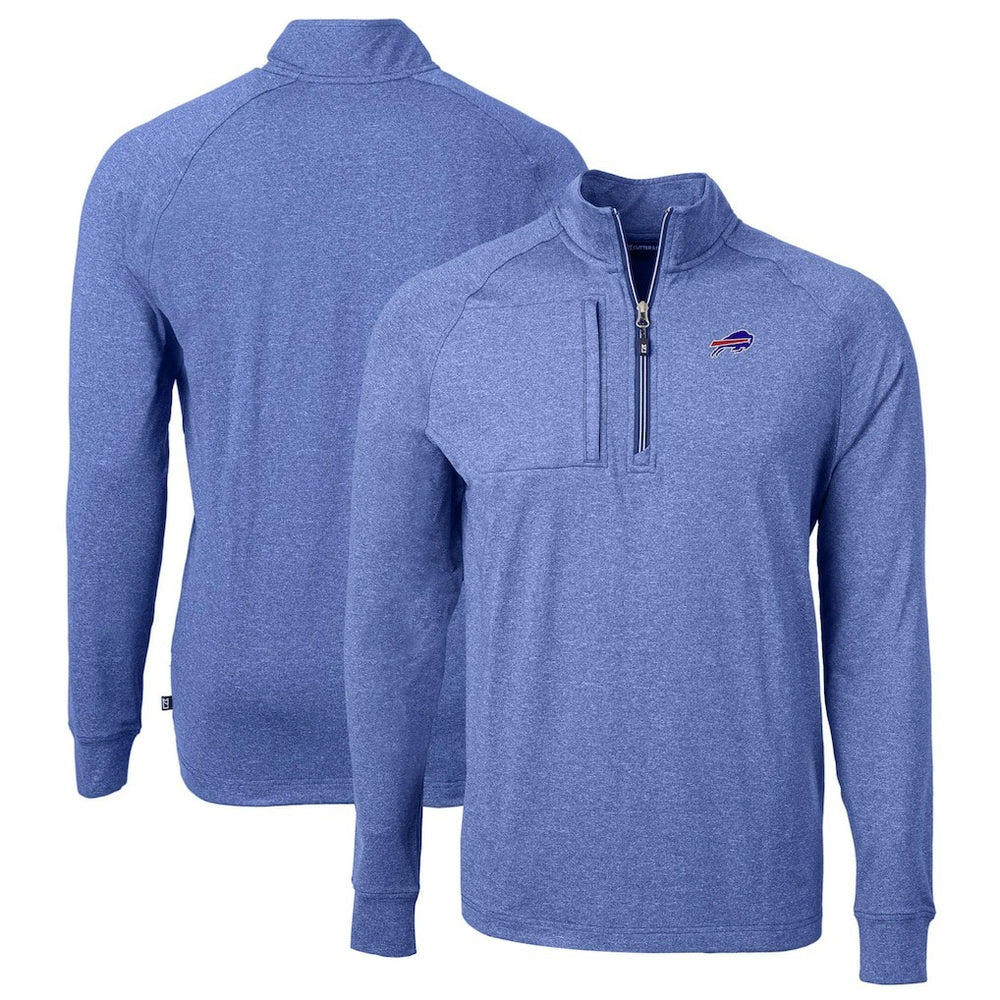 Buffalo Bills Cutter & Buck Big & Tall Adapt Eco Knit Quarter-Zip Pullover Top Heather Royal | NFL