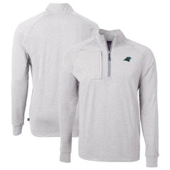 Carolina Panthers Cutter & Buck Big & Tall Adapt Eco Knit Quarter-Zip Pullover Top Heather Gray | NFL