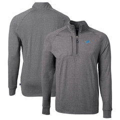 Detroit Lions Cutter & Buck Big & Tall Adapt Eco Knit Quarter-Zip Pullover Top Heather Black | NFL
