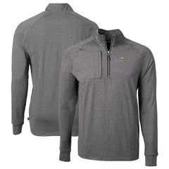 Minnesota Vikings Cutter & Buck Big & Tall Adapt Eco Knit Quarter-Zip Pullover Top Heather Black | NFL