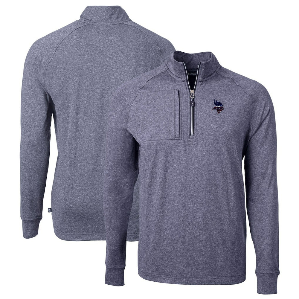 Minnesota Vikings Cutter & Buck Big & Tall Adapt Eco Knit Quarter-Zip Pullover Top Heather Navy | NFL