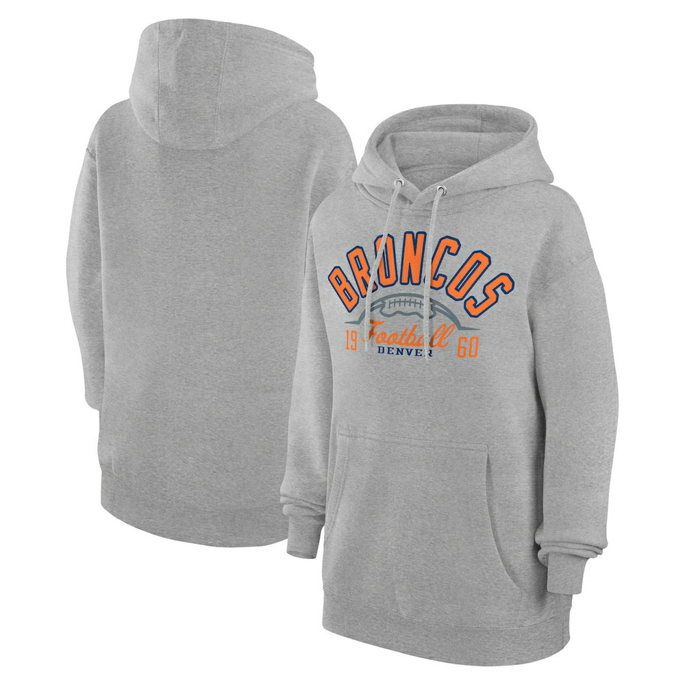 Denver Broncos Starter Unisex Half Ball Team Fleece Pullover Hoodie Heather Gray | NFL