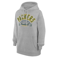 Green Bay Packers Starter Unisex Half Ball Team Fleece Pullover Hoodie Heather Gray | NFL