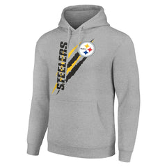 Pittsburgh Steelers Starter Unisex Color Scratch Fleece Pullover Hoodie Heather Gray | NFL