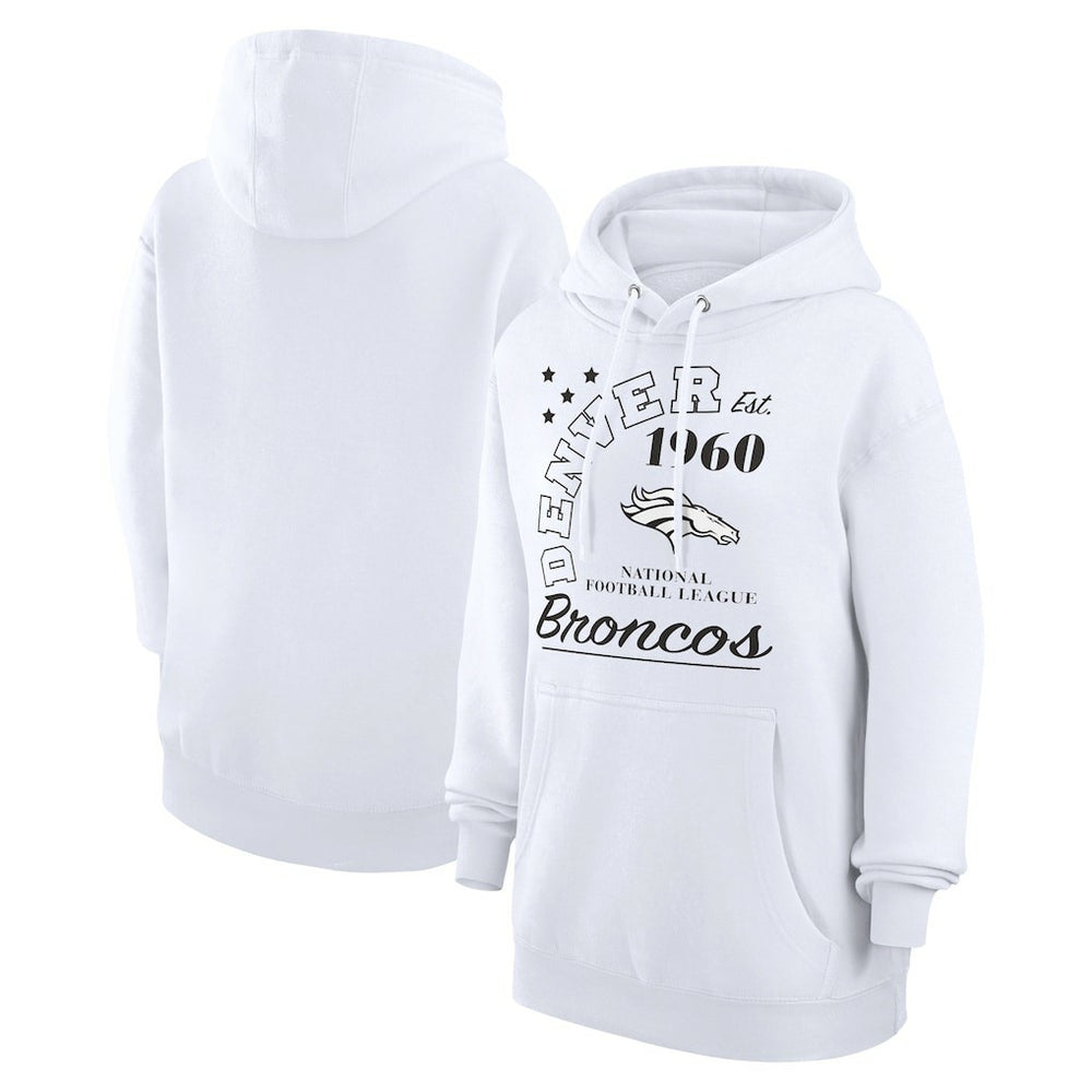 Denver Broncos Starter Unisex Arch Team Fleece Pullover Hoodie White | NFL