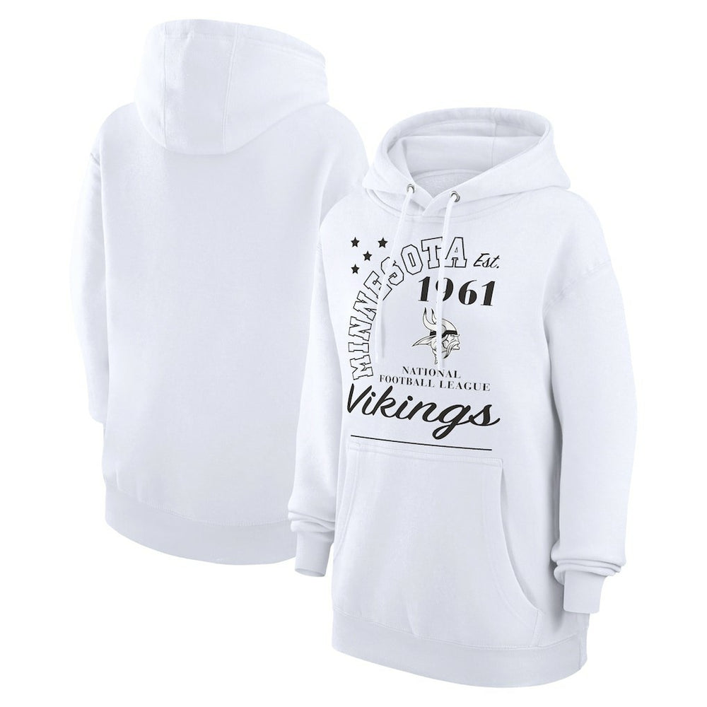 Minnesota Vikings Starter Unisex Arch Team Fleece Pullover Hoodie White | NFL