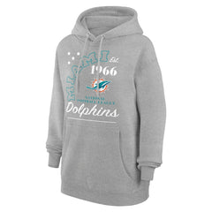 Miami Dolphins Starter Unisex Arch Team Fleece Pullover Hoodie Heather Gray | NFL
