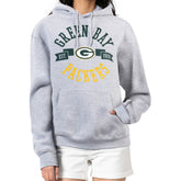 Green Bay Packers G-III 4Her by Carl Banks Women's City Graphic Team Fleece Pullover Hoodie Heather Gray | NFL