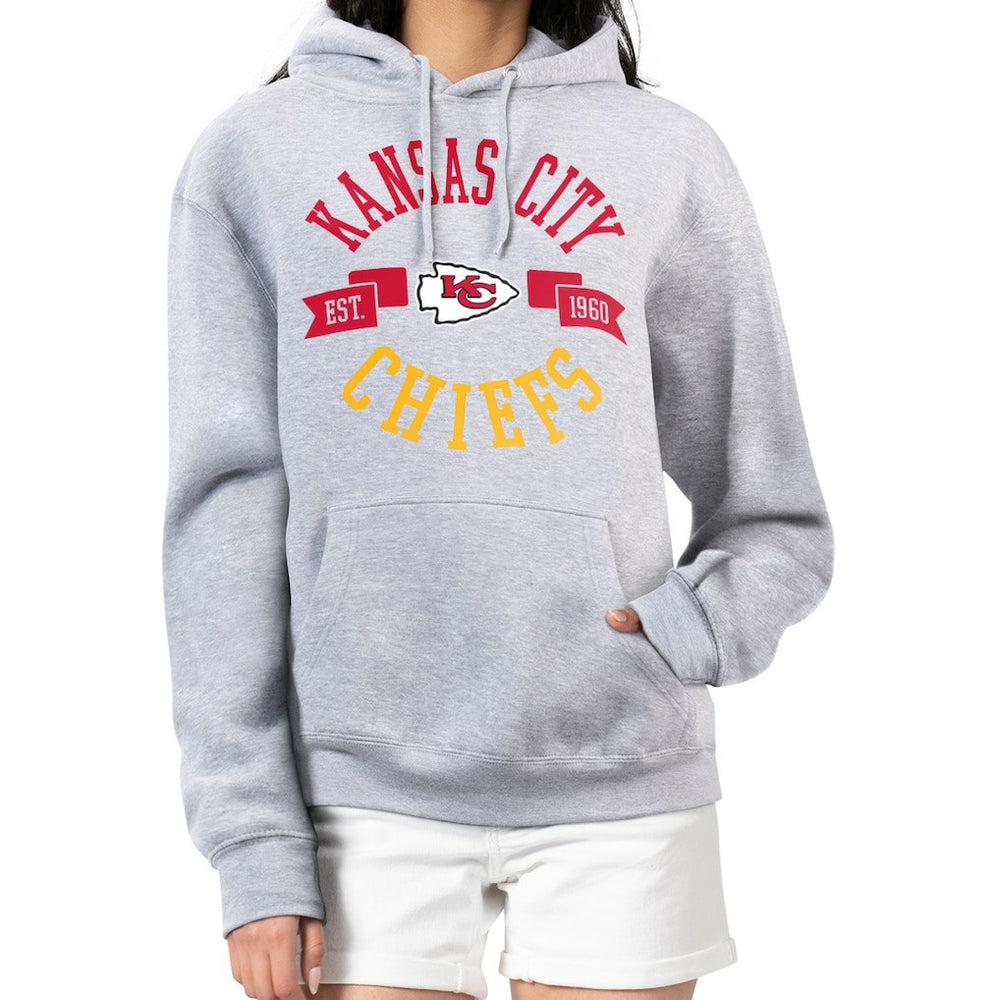 Kansas City Chiefs G-III 4Her by Carl Banks Women's City Graphic Team Fleece Pullover Hoodie Heather Gray | NFL