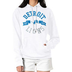 Detroit Lions G-III 4Her by Carl Banks Women's City Graphic Team Fleece Pullover Hoodie White | NFL