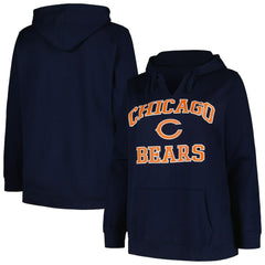 Chicago Bears Women's Plus Size Heart and Soul V-Neck Pullover Hoodie Navy | Fanatics