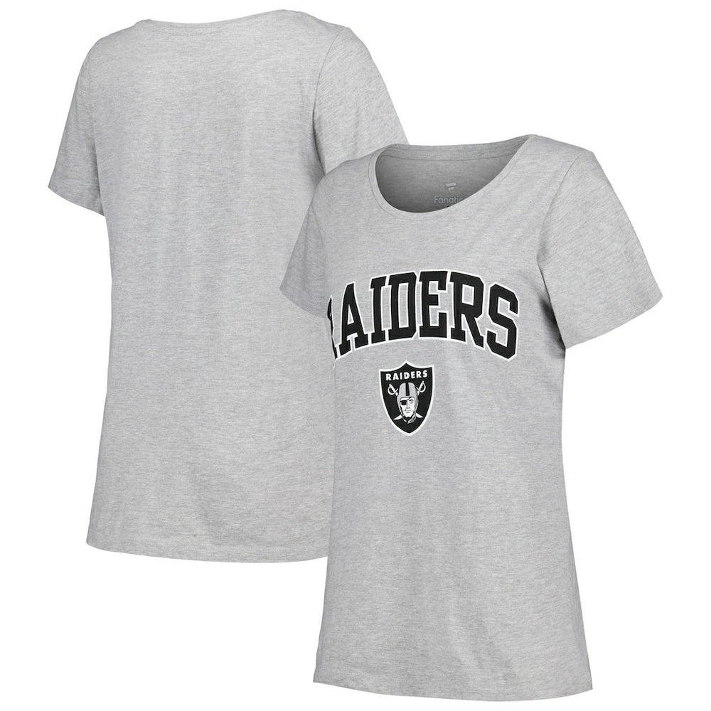 Las Vegas Raiders Women's Plus Size Arch Over Logo T-Shirt Heather Gray | Fanatics