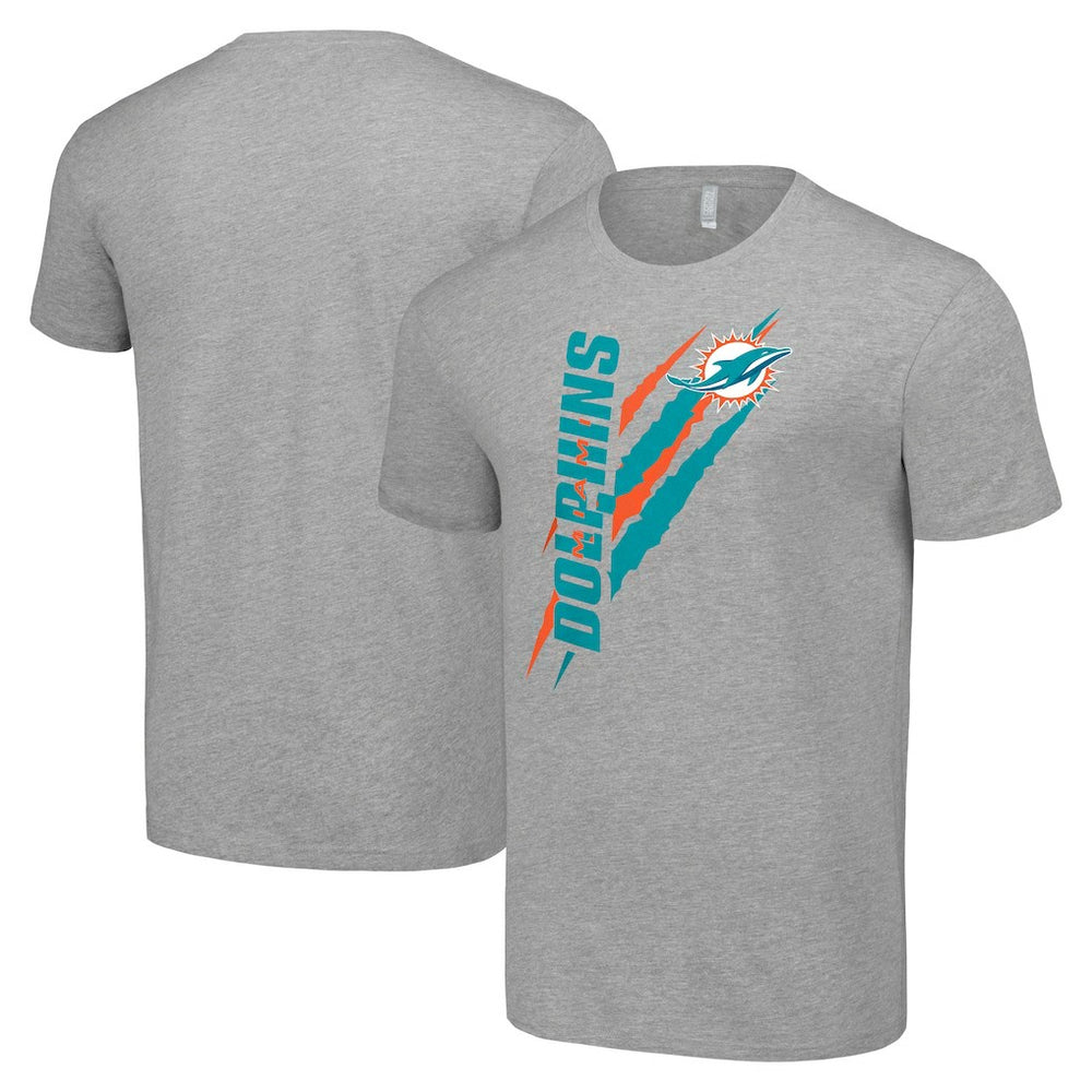 Miami Dolphins Starter Color Scratch T-Shirt Heather Gray | NFL