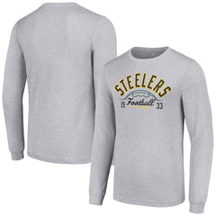 Pittsburgh Steelers Starter Half Ball Team Long Sleeve T-Shirt Heather Gray | NFL