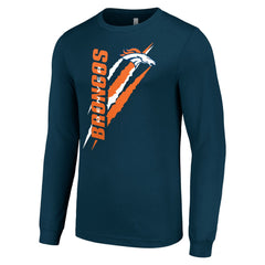 Denver Broncos Starter Color Scratch Long Sleeve T-Shirt Navy | NFL