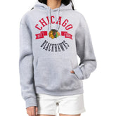 Chicago Blackhawks G-III 4Her by Carl Banks Women's City Graphic Fleece Pullover Hoodie - Heather Gray - NHL