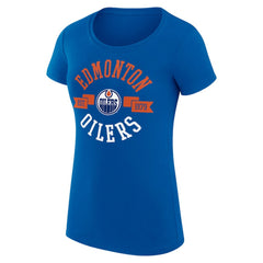 Edmonton Oilers G-III 4Her by Carl Banks Women's Super-Slim Fit Lightweight City Graphic Sport Crewneck T-Shirt - Royal - NHL