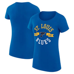 St. Louis Blues G-III 4Her by Carl Banks Women's Super-Slim Fit Lightweight City Graphic Sport Crewneck T-Shirt - Royal - NHL