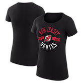 New Jersey Devils G-III 4Her by Carl Banks Women's Super-Slim Fit Lightweight City Graphic Sport Crewneck T-Shirt - Black - NHL
