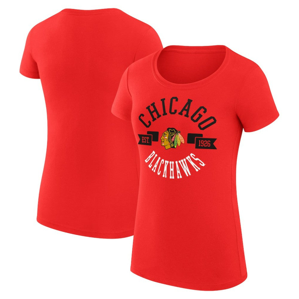 Chicago Blackhawks G-III 4Her by Carl Banks Women's Super-Slim Fit Lightweight City Graphic Sport Crewneck T-Shirt - Red - NHL