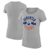 Edmonton Oilers G-III 4Her by Carl Banks Women's Super-Slim Fit Lightweight City Graphic Sport Crewneck T-Shirt - Heather Gray - NHL