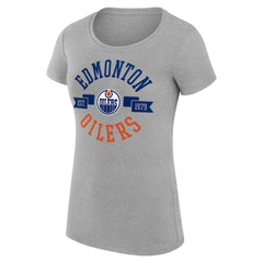 Edmonton Oilers G-III 4Her by Carl Banks Women's Super-Slim Fit Lightweight City Graphic Sport Crewneck T-Shirt - Heather Gray - NHL