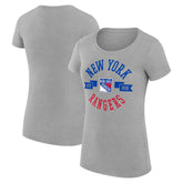 New York Rangers G-III 4Her by Carl Banks Women's Super-Slim Fit Lightweight City Graphic Sport Crewneck T-Shirt - Heather Gray - NHL