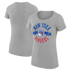 New York Rangers G-III 4Her by Carl Banks Women's Super-Slim Fit Lightweight City Graphic Sport Crewneck T-Shirt - Heather Gray - NHL