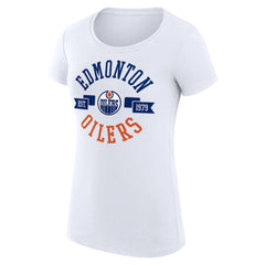Edmonton Oilers G-III 4Her by Carl Banks Women's Super-Slim Fit Lightweight City Graphic Sport Crewneck T-Shirt - White - NHL