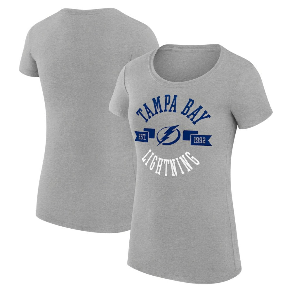 Tampa Bay Lightning G-III 4Her by Carl Banks Women's Super-Slim Fit Lightweight City Graphic Sport Crewneck T-Shirt - Heather Gray - NHL