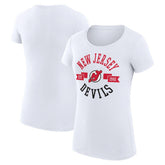 New Jersey Devils G-III 4Her by Carl Banks Women's Super-Slim Fit Lightweight City Graphic Sport Crewneck T-Shirt - White - NHL