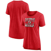 New Jersey Devils Women's Crash the Net Tri-Blend T-Shirt - Red - NHL
