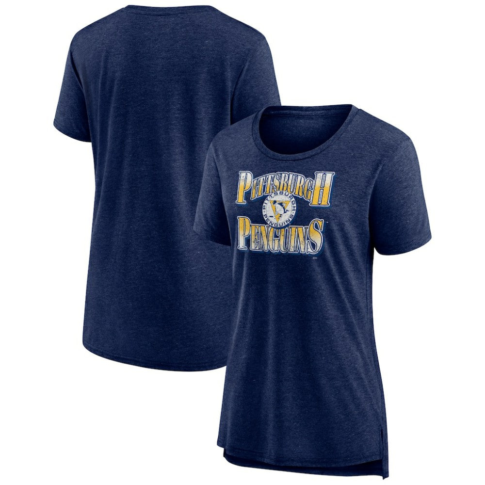 Pittsburgh Penguins Women's Crash the Net Tri-Blend T-Shirt - Navy - NHL