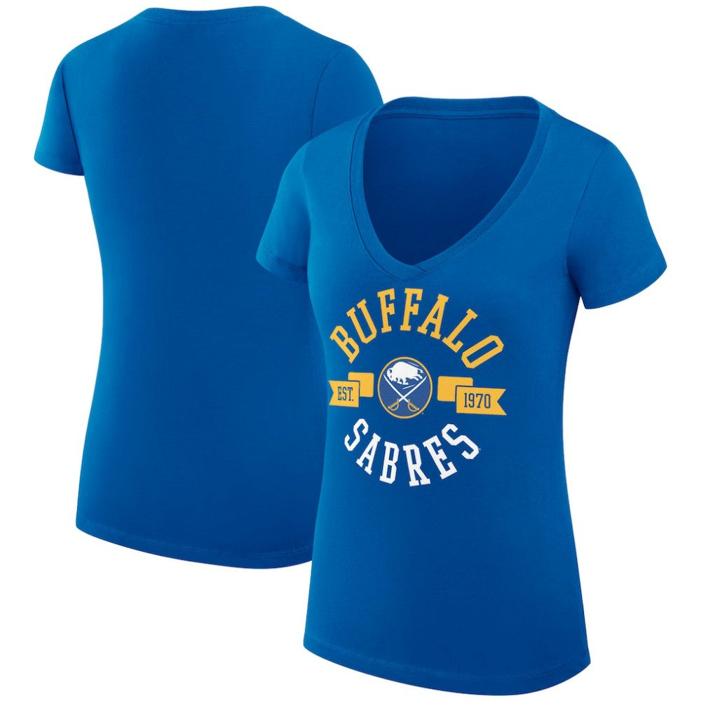 Buffalo Sabres G-III 4Her by Carl Banks Women's Super-Slim Fit Lightweight City Graphic V-Neck T-Shirt - Royal - NHL