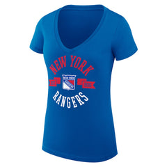 New York Rangers G-III 4Her by Carl Banks Women's Super-Slim Fit Lightweight City Graphic V-Neck T-Shirt - Royal - NHL