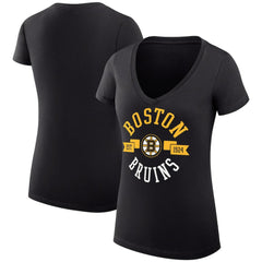 Boston Bruins G-III 4Her by Carl Banks Women's Super-Slim Fit Lightweight City Graphic V-Neck T-Shirt - Black - NHL