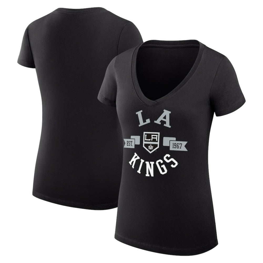 Los Angeles Kings G-III 4Her by Carl Banks Women's Super-Slim Fit Lightweight City Graphic V-Neck T-Shirt - Black - NHL