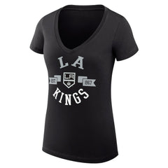 Los Angeles Kings G-III 4Her by Carl Banks Women's Super-Slim Fit Lightweight City Graphic V-Neck T-Shirt - Black - NHL